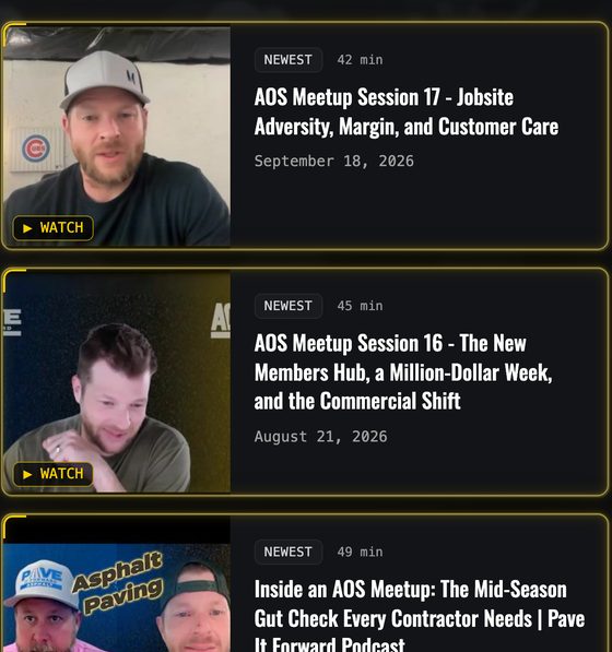 Mentor session replays in the Vault, each with a Watch button